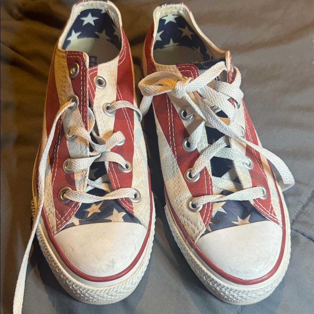 CONVERSE ALL-STAR Red,White,Blue Stripes & Stars Low‎ Sneakers American flag USA